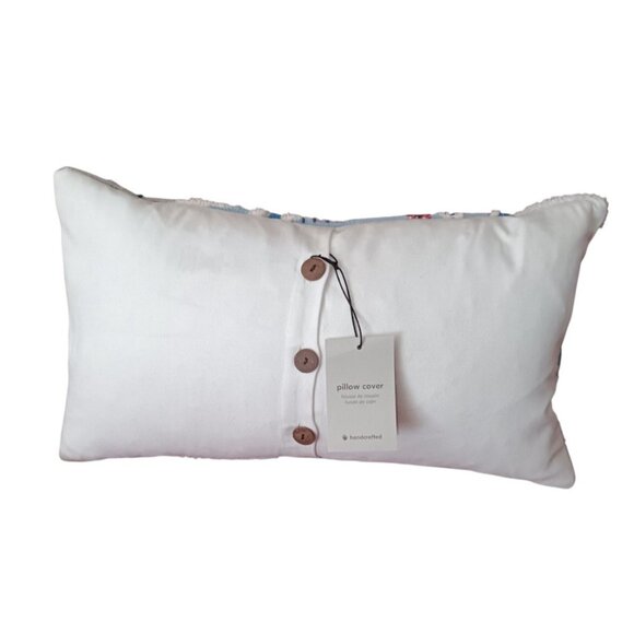 West Elm Pillow Winter Snow Scene Beaded Embellished Button Closure 20" x 11" - Picture 7 of 9